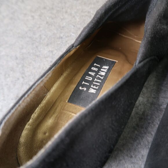 Stuart Weitzman Shoe Women 7.5 Pump Block Heel Slip On Classic Leather Black 90s - Picture 14 of 16